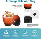 Plant Pots for Indoor Outdoor Plants, Pack of 4 Plastic Flower Pots with Drainage Holes and Saucers, 8 Inch Glazed Planters for Indoor Plants Office Home Decor (Orange, 4pcs)