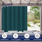 PureFit Outdoor Curtains for Patio Waterproof Weatherproof, UV and Fade Resistant Outside Curtains for Gazebo, Front Porch, Pergola, Sun Blocking Privacy Curtain, 100W x 84L inch, 1 Panel, Teal