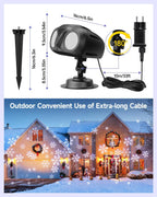 Double Head Christmas Snowflake Projector Light Outdoor, Outside Christmas Decorations Lights with Remote Control, Suitable for Indoor Garden Patio (L)