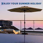 Garvee 10FT Patio Umbrella - Outdoor Table Umbrella with Smooth Crank Lift, Push Button Tilt and 8 Sturdy Ribs - Market Umbrella UV Protection Waterproof for Pool, Deck, Yard, Garden (Tan)