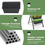 Giantex Set of 2 Vertical Raised Garden Bed on Wheels, Elevated Planter Raised Beds with Water Drainage, Freestanding 5 Container Boxes for Vegetables and Flowers Growing, Outdoor Indoor Patio Balcony