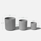 Veradek Demi Series Set of 3 Round Planters for Porch, Patio, Backyard | Durable Plastic-Concrete Material | Modern Décor for Tall Plants, Flower