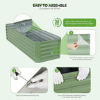 ZORMY 6×2×1.4ft Galvanized Raised Garden Bed Kit, Metal Planter Boxes Outdoor, High Raised Beds for Vegetables, Fruits, and Flowers - LotusGreen