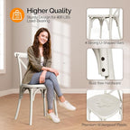 VINGLI Plastic Outdoor Dining Chairs Set of 2, Stackable Patio Cream White Dining Chairs with X Back, Waterproof Kitchen & Dining Room Chairs for Indoor-Outdoor, Capacity 400 lbs