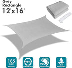 KANAGAWA Sun Shade Sail 12'x16' Gray Rectangle UV Block Canopy Awning Shelter Fabric Cloth Screen for Outdoor Patio Garden Backyard Activities
