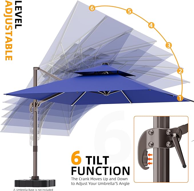 10' X 13' Outdoor Patio Umbrella Large Rectangle Cantilever Umbrella Heavy Duty 360°Rotation Offset Umbrella for Garden Deck Pool Patio,Navy Blue