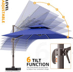 10' X 13' Outdoor Patio Umbrella Large Rectangle Cantilever Umbrella Heavy Duty 360°Rotation Offset Umbrella for Garden Deck Pool Patio,Navy Blue