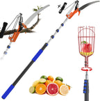 26FT Reach Pole Saw, Telescoping Tree Trimmer with 5-20FT Extension Pole, Sharp Steel Blade and Scissors, Fruit Picker, Extendable Long Handle Tree Pruner for Yard Garden Trees Palms Shrubs
