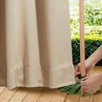 NICETOWN 2 Panels Outdoor Curtains for Patio Waterproof, Top & Bottom Fixed Waterproof Outdoor Drapes with Free Rope, Privacy Sun Blocking Shades for Gazebo, Pergolas, Biscotti Beige, W52 x L84