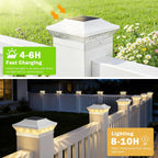 4x4 3.5x3.5 Solar Post Cap Lights 12-Pack White | 16LEDs, 2 Modes (Warm/Cool White), for Wooden/Vinyl Posts, IP65 Waterproof, Outdoor, for Fence, Deck, Patio, Yard, Porch