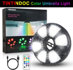 Color Umbrella Light with Remote, Outdoor/Patio Umbrella Light, Rechargeable/AA Battery, Umbrella Pole Light, 300Lumen, Stepless Dimming, for Patio Table