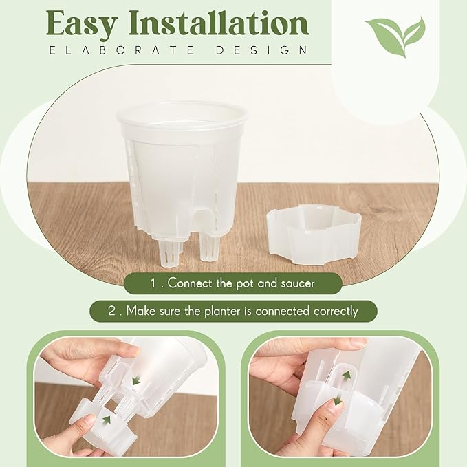 Self Watering Pots for Indoor Plants with Deep Reservoir and High Drainage Holes for Outdoor Plants and Flowers, Bare Root Planter (4.72'',Clear,12 Pcs)