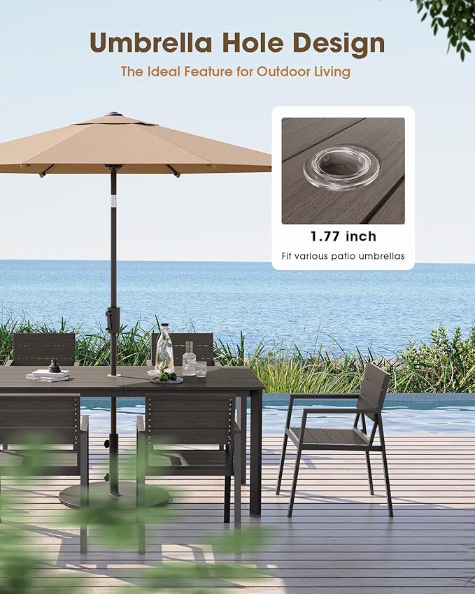Outdoor Patio Dining Chairs Set of 2, Aluminum & HDPS All-Weather Dining Chairs for Deck, Lawn, Backyard, Pool (Charcoal)