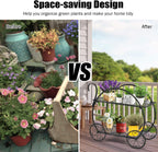 giantex garden cart metal plant stand with 4 showing dimensions