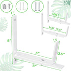 Y&M 4 Pack Adjustable Planter Box Brackets (6 to 12.5 in), Universal Window Box Brackets, Heavy Duty Iron Flower Box Wall Mounting Hooks for Balcony, Fences, Patio, and Garden - White