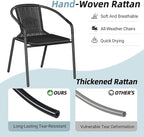 Amopatio Outdoor Dining Chairs Set of 6, Rattan Patio Chairs Wicker, Stackable Indoor-Outdoor Chair, Bistro, Deck, Yard, Porch, Restaurant Stack Chairs, Black