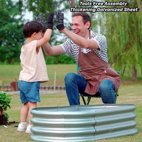 2 pcs 4×2×1 ft Raised Garden Bed for Outdoor, Easy Assembly Galvanized Planter Box for Vegetables, Flowers & Herbs