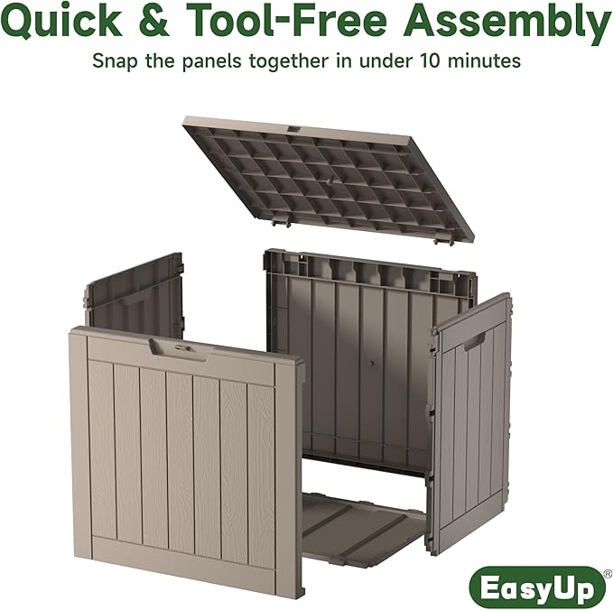 EasyUp 30 Gallon Outdoor Storage Box Waterproof, UV Resistant Outdoor Deck Box, Resin Deck Boxes for Garden Tools Equipment, Gray