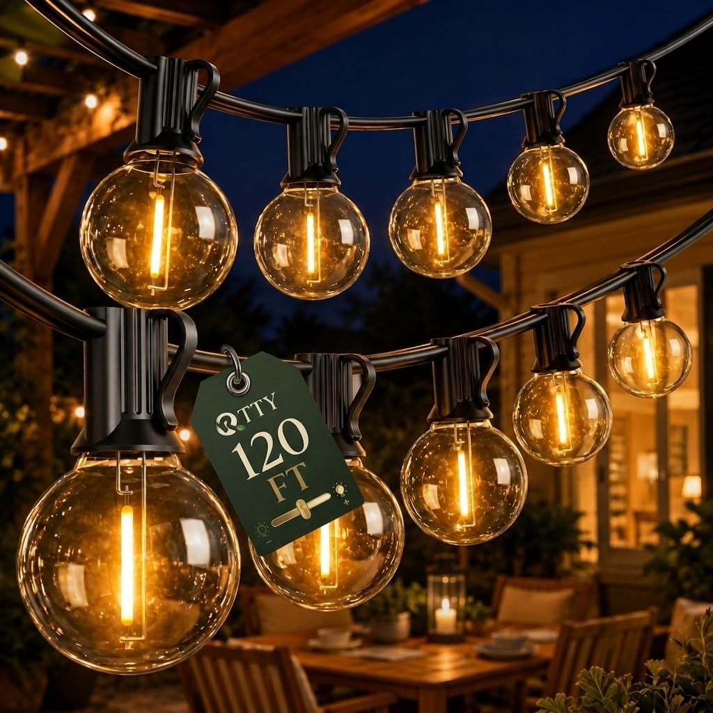 rtty 120 ft outdoor string lights waterproof, patio, main product view