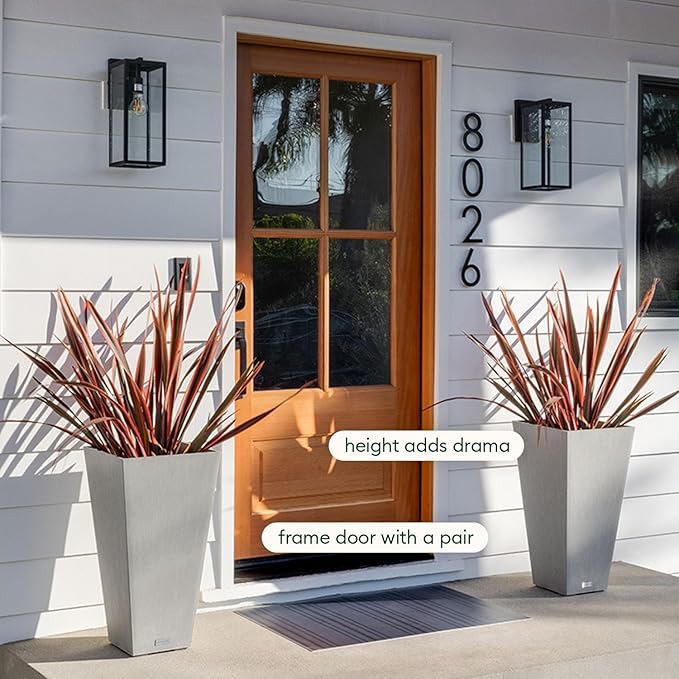 Veradek V-Resin Indoor/Outdoor Taper Planter (30 inch, Grey)