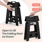 Delxo Folding Step Stool 16 Inch,Non-Slip Foldable Stools for Adults Up to 300 LBS,Kitchen Collapsible Fold Up Stepping Stool with Dotted 1 Pack,Black