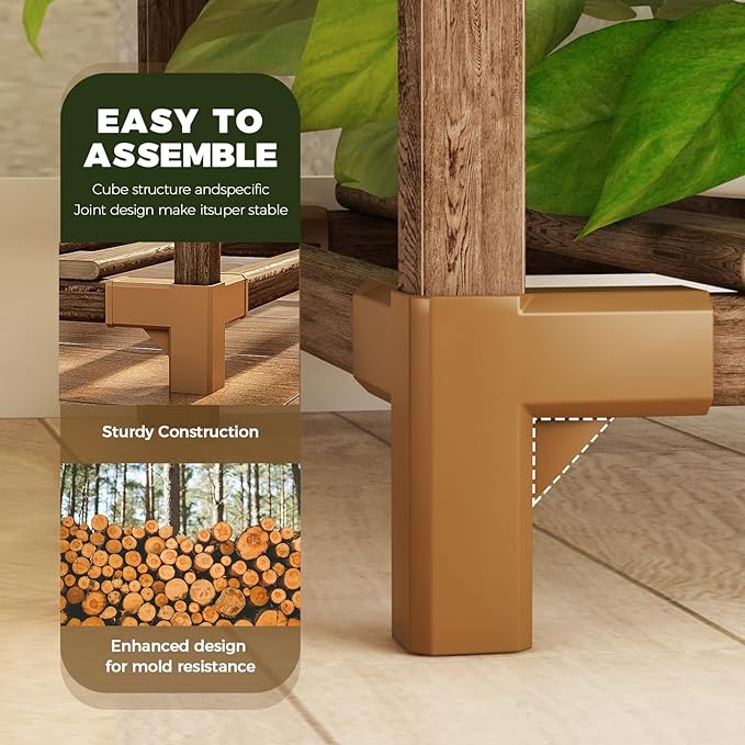 Bamworld 55“ Tall Plant Stand Indoor Outdoor Corner Plant Shelves Wood Plant Holder for Living Room Flower Stand Plant Rack for Multiple Plants Living Room Patio Balcony Garden