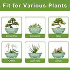 Bonsai Tree Pot - 13.2 Inch Large Ceramic Succulent Planter for Indoor Outdoor, Oval Plant Pot with Drainage Hole, Decorative Flower Pots, Home Decor, Gifts for Plant Lovers, Green