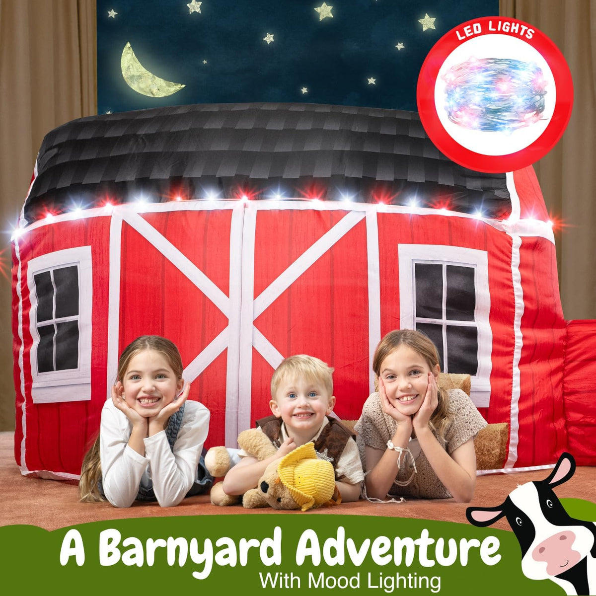 w&o farmhouse barn inflatable fort with lights &, package contents