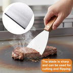 Griddle Scraper, Stainless Steel Slant Edge Metal Grill Scraper 2 pcs，Suitable for teppanyaki, grills, and kitchen cleaning