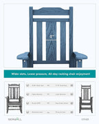 SERWALL Outdoor Rocking Chair Set of 6, Patio Rocking Chair Sets, HDPE Rocking Chair for Adults, Blue