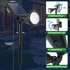 Solar Spot Lights Outdoor Waterproof 180° Adjustable Solar Powered Landscape Lights for Yard 4 Lighting Modes Solar Spotlights for Pathway Garden Outside Wall Pool Porch (2 Pack, Cool White)