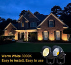 TOVEENEN LED Outdoor Landscape Spotlight 120V 12W Waterproof Spot Lights for Yard House Garden Christmas Lighting, 3000K Warm White, 2 Pack