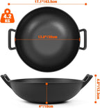 onlyfire Cast Iron Wok for Weber Gourmet BBQ System | Universal Nonstick Stir-Fry Pan, For Multiple Cooktops Including Induction, Gas Stove, Range Oven, Campfire