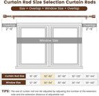 1” Diameter Curtain Rods Itself is 30 to 60 inch 2 Pack Fit 30-54 inch Window with Heavy Duty Adjustable Rod Matte Wood Grain Splicing Metal Extra Long Curtain Rod for Windows