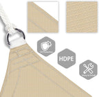 Patio Paradise 13' x 13' x 12'10" Sun Shade Sail Triangle Canopy, Permeable Shade Cloth Fabric Sunlight Block Patio Cover HDPE Deck Awning for Outdoor Backyard Pergolas Roof Shading, Sand