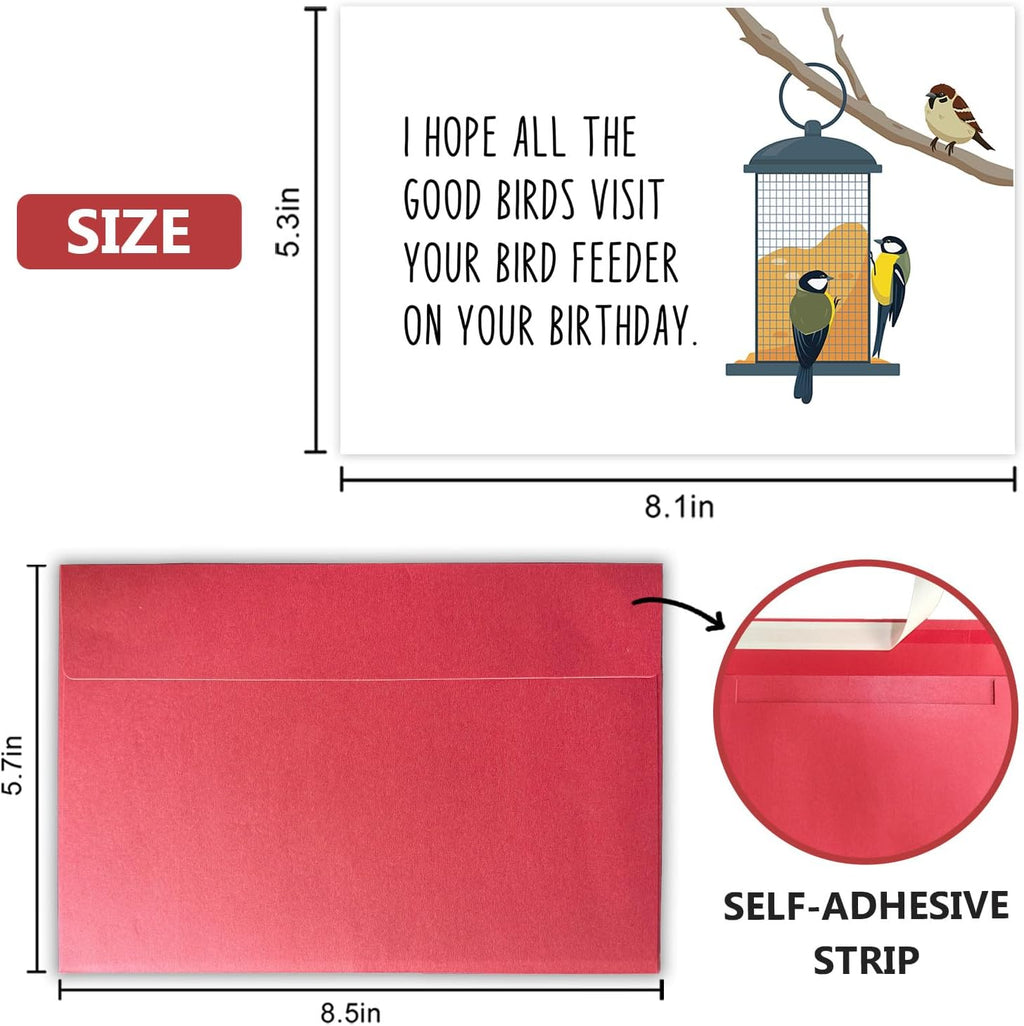 Funny Birthday Card for Bird Watcher, Bird Feeder Birthday Card for Mom Dad, I Hope All The Good Birds Visit Your Bird Feeder on Your Birthday