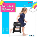 Delxo Folding Step Stool,11 Inch Non-Slip Foldable Step Stools for Kids and Adults,Portable Foldable Step Stool Lightweight Small Folding Stool with Handle for Kitchen Bathroom in Black,1 Pack