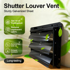 16 inch gravity shutter vent, galvanized steel automatic, side view