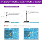 PURPLE LEAF 8' X 8' Patio Umbrella for Pool 7' High Offset Outdoor Cantilever Umbrella Swimming Pool Umbrella with 360°Rotation for Poolside Light Grey