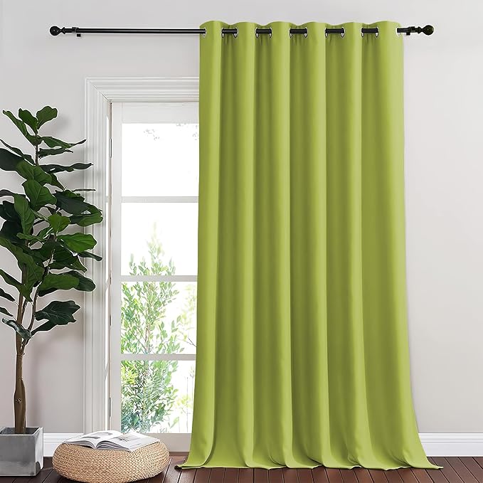 NICETOWN Fresh Green Blackout Curtains for Bedroom 95 Inch Length - Thermal Insulated Room Darkening Privacy Grommet Window Drapes for Boys Room, Set of 1 Panel, 80 x 95 Inch