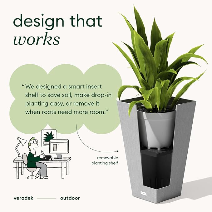 Veradek V-Resin Indoor/Outdoor Taper Planter (30 inch, Grey)