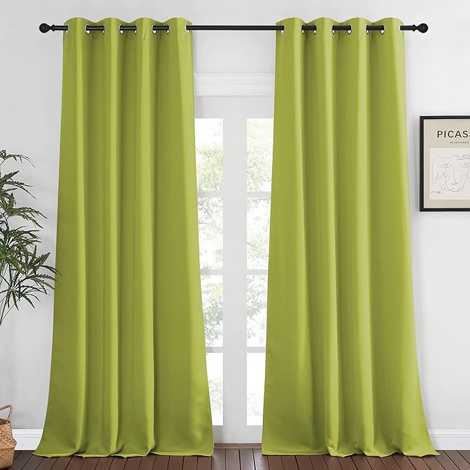NICETOWN Bedroom Curtain Room Darkening Drapery 102 inches Length - Home Fashion Thermal Insulated Grommet Room Darkening Curtain for Living Room (Fresh Green, 1 Panel, 52 x 102 inches)