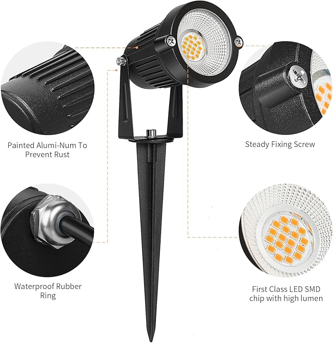 Low Voltage Landscape Lights Outdoor: 7W 700LM LED Landscape Lighting with Connectors for Tree Garden Yard Pathway | 12V 24V Warm White 2700K Spotlights | IP65 Waterproof | 12 Pack