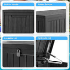 200 Gallon Waterproof Outdoor Storage Box,Resin Deck Box,Lockable Outside Storage Box Container for Patio Furniure,Garden,Tools (200 Gallon,Black)