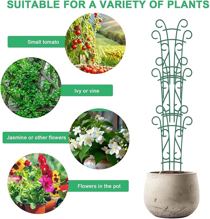 Plant Trellis for Potted Plants 12 Pack Stackable Indoor Outdoor Climbing Houseplant Support with Garden Wire for Pothos Hoya Ivy Flower