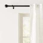Amazon Basics Adjustable Curtain Rod for Windows with Round Finials, 1-Inch Rod, 36" to 72", Black, 1-Pack