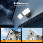 Onforu 3200LM Flood Lights Outdoor, 32W 6500K LED Security Light Manual Switch Controlled, IP66 Waterproof Outdoor Lights, Wall Mount Exterior Flood Light with 2 Adjustable Heads Floodlights Outside