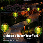 St Patricks Hot Air Balloon Solar Lantern - Patrick's Shamrock Glass Lantern, Simulated Flickering & Dancing Flame, Outdoor Hummingbird Hanging Yard Light for Patio Porch Decor Irish Clover Gift
