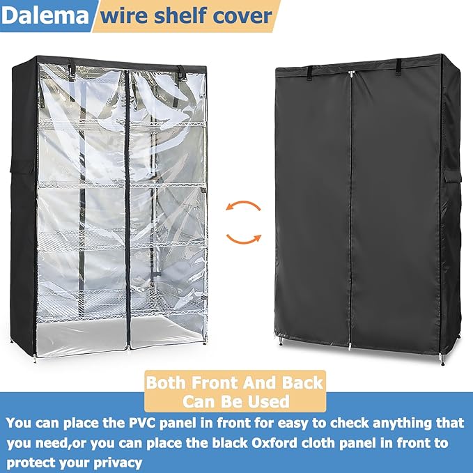 Waterproof Shelf Cover,Outdoor 600D Heavy Duty Dustproof Storage Shelves Cover,24''x18''x72'' Shelf Covers for Wire Shelving with Zippers,Storage Rack Covers with Clear Front
