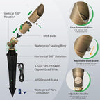 GKOLED Low Voltage Solid Brass LED Spotlight with MR8 Bulb, Outdoor Waterproof Landscape Lighting, Adjustable Uplights with Stake for House Garden Trees Lawn Patio Yard Fence, 3W 12V 180LM 2700K